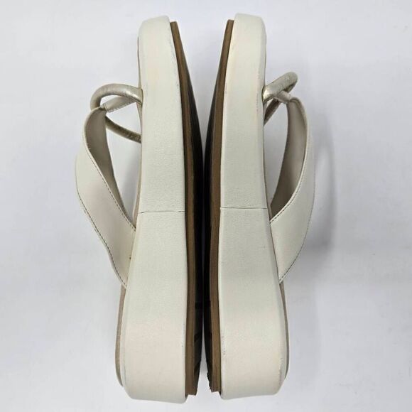 ITALEAU ZABRI CREAM GOLD LEATHER PLATFORM FLIP FLOP SANDALS WOMENS SIZE 9 US - Picture 5 of 7